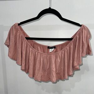 BLVD Dusty Rose Off-Shoulder Ruffle Top
